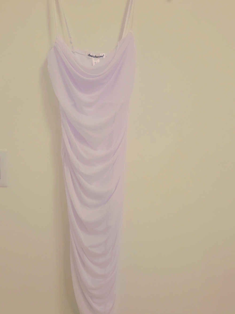 Charlotte Russe White Cowl Neck Ruched Maxi Dress
